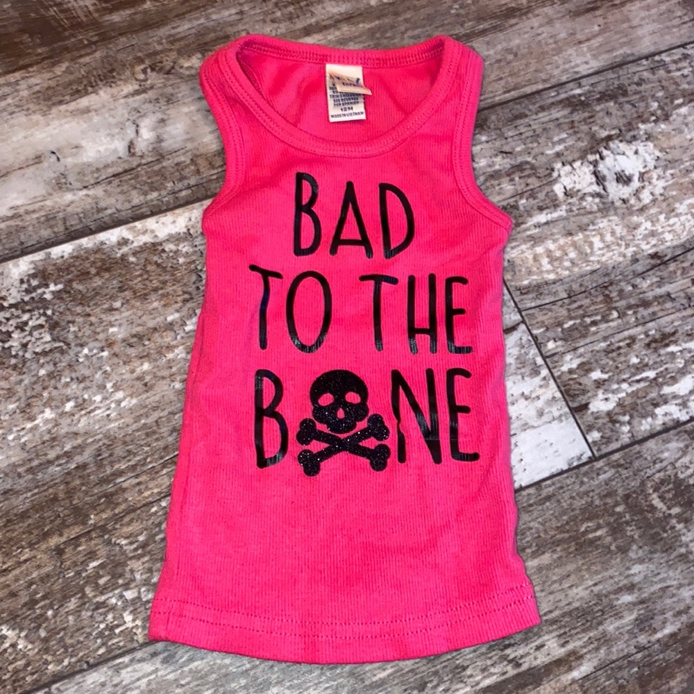 “bad to the bone” girl tang top